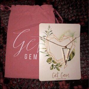 Get Gem Pave Crystal Triangle Necklace Gold Plated 18 Inch Chain Jewelry Pendant